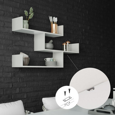 Decortie Tibet Wall Shelves - Floating 3 Tier Wall Mounted Display Unit Black