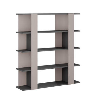 Decortie Tita Modern Bookcase Display Unit Mocha Grey Anthracite Grey Medium 122cm