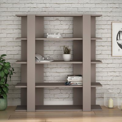 Decortie Tita Modern Bookcase Display Unit Mocha Grey Medium 122cm