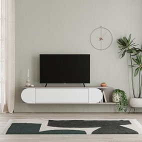 Decortie Tone Modern TV Stand Multimedia Centre TV Unit Mocha Grey White With Storage Cabinet 180cm