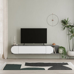 Decortie Tone Modern TV Stand Multimedia Centre TV Unit Retro Grey White With Storage Cabinet 180cm