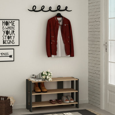 Decortie Tono Shoe Rack Hanger Oak Anthracite Grey