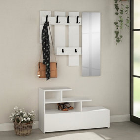 Decortie Vesty Hall Stand Shoe Organizer with Wall Shelves White