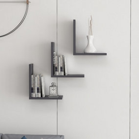 Decortie Wesley Modern Wall Shelf Anthracite Grey