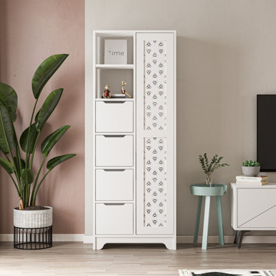 Decortie YADA Maxi Multipurpose Modern Bathroom Cabinet White H 172.6cm Price Comparisons | Compare The Build