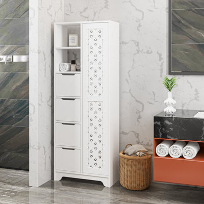 Decortie YADA Maxi Multipurpose Modern Bathroom Cabinet White H 172.6cm