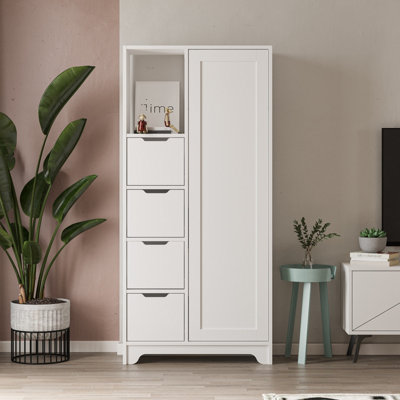 Decortie YADA Midi Multipurpose Modern Bathroom Cabinet White H 164.5cm Price Comparisons | Compare The Build