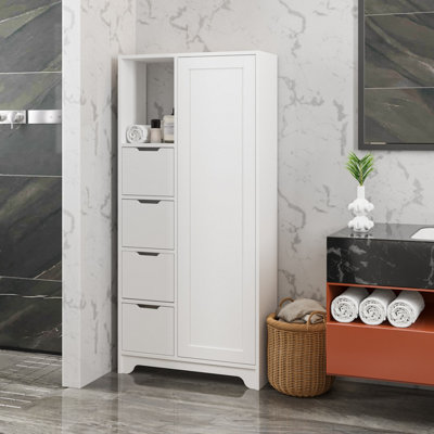 Decortie YADA Midi Multipurpose Modern Bathroom Cabinet White H 164.5cm