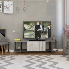 Decortie Zitano Modern TV Stand Multimedia Centre TV Unit Ancient White Anthracite Grey With Storage Cabinet 160cm