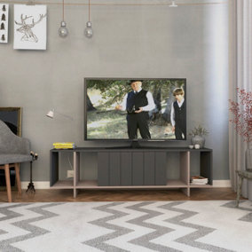Decortie Zitano Modern TV Stand Multimedia Centre TV Unit Anthracite Grey Mocha Grey With Storage Cabinet 160cm
