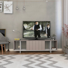 Decortie Zitano Modern TV Stand Multimedia Centre TV Unit Mocha Grey White With Storage Cabinet 160cm
