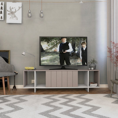 Decortie Zitano Modern TV Unit Multimedia Centre Mocha Grey White with Storage TV Cabinet 160cm