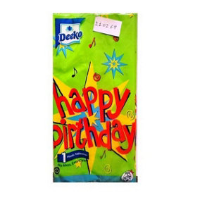 Deeko Plastic Happy Birthday Party Table Cover Multicoloured (One Size)