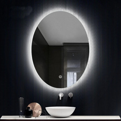 DEENZ 70X50 Cm LED Oval Lighted Bathroom Wall Mirror 3 Color Light Touch Switch With Fog Pad Illuminated Backlit L8032