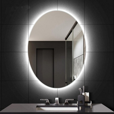 DEENZ 70X50 Cm LED Oval Lighted Bathroom Wall Mirror 3 Color Light Touch Switch With Fog Pad Illuminated Backlit L8032