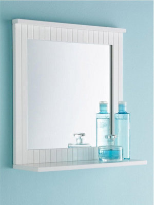 DEENZ Bathroom Mirror with Shelf White Striped Bathroom Mirror