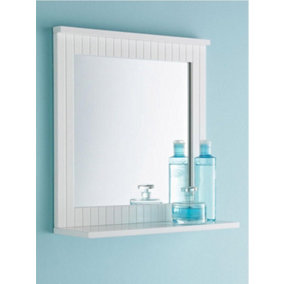 DEENZ Bathroom Mirror with Shelf White Striped Bathroom Mirror