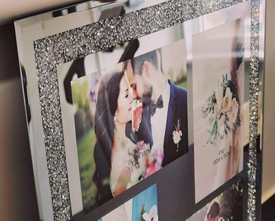 Deenz Crushed Jewel Crystals Photo Frame Mirrored Diamante Picture Frame (6x4 Inch Hold 4 Picture)