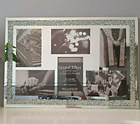 Deenz Crushed Jewel Crystals Photo Frame Silver Mirrored Diamante Picture Frame (6 Picture Frame)
