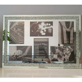 Deenz Crushed Jewel Crystals Photo Frame Silver Mirrored Diamante Picture Frame (6 Picture Frame)