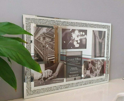 Deenz Crushed Jewel Crystals Photo Frame Silver Mirrored Diamante Picture Frame (6 Picture Frame)