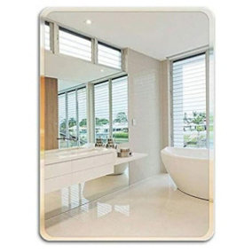 DEENZ Frameless 60X45Cm Wall Mounted Mirror Rectangular Round Corner Simple Elegant Design