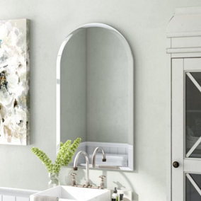DEENZ Frameless Arched Wall Mounted Mirror For Living Room, Bedroom, Bathroom, Home Decor (Round Top) (40x60 cm)