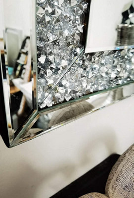 DEENZ Full Border Crushed Jewel Wall Mirror Loose Diamante New Crystal ...