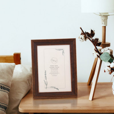 DEENZ Haldon Wooden Effect A4 Photo Frame Portrait Display Natural Dark ...