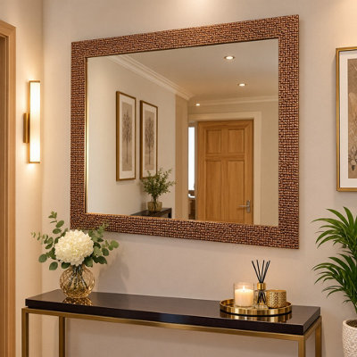 DEENZ MOSAIC EFFECT RESIN LARGE WALL MIRROR 48X68cm (Gold)