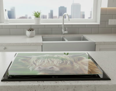 DEENZ Multicolour Highland Cow Universal Hob Cover & 4x Black Feet ...