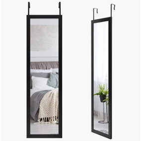 DEENZ Over The Door Tall Mirror- Wooden Style Black Frame Decorative Mirror 30X120Cm