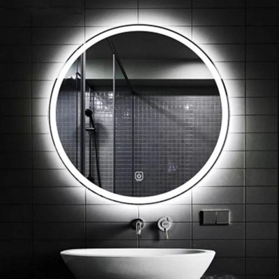 DEENZ Round Bathroom Led Mirror Lights Illuminated Demister Pad Antifog Touch (60cm Round Design 2) (L8027)