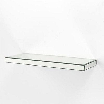 DEENZ Silver Mirrored Glass Shelves Floating Wall Shelf Display Ladges ...