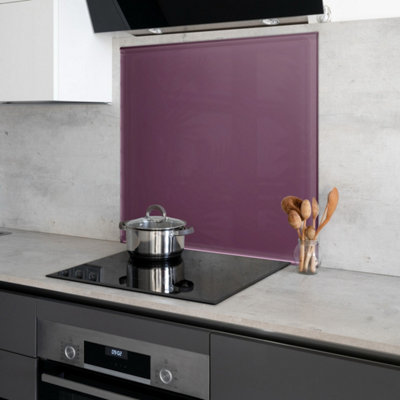 Deep Aubergine Toughened Glass Kitchen Splashback - 650mm x 600mm