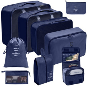 Deep Blue 9PC Cosmetic Washing Outdoor Luggage Storage Bag