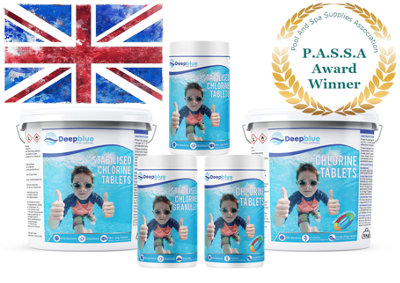 Deep Blue Eco - 200g STABILISED Chlorine Tablets 1 X 10kg SLOW RELEASE ECO PACKAGING