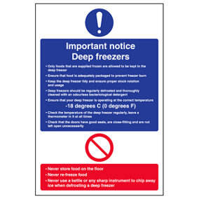 Deep Freezers Important Notice Sign - Adhesive Vinyl - 200x300mm (x3)