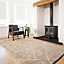 Deep Gold Distressed Geometric Reversible Chenille Living Area Rug 190x280cm