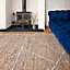 Deep Gold Distressed Geometric Reversible Chenille Living Area Rug 190x280cm