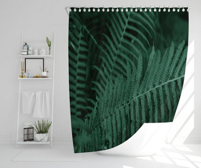 Deep green fern leaves texture. Fern in the forest. Plants background. Biophilia trend (Shower Curtain) / Default Title