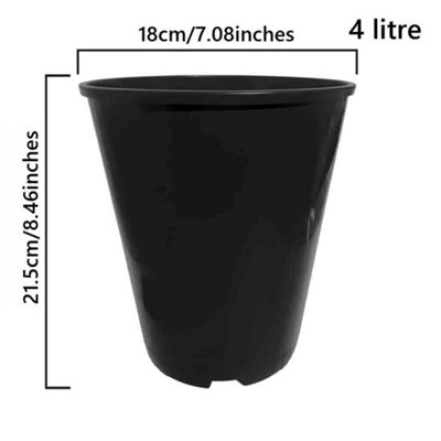 Deep Rose Pots Quality Plastic Plant Pot Tall Black Strong Flower  4 Litres x 50 Pots