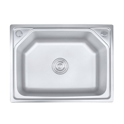 Deep Single Bowl Inset Stainless Steel Catering Kitchen Sink with Drainer W 600mm x D 450mm