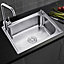 Deep Single Bowl Stainless Steel Catering Inset Kitchen Sink and Drainer 520mm x 380mm