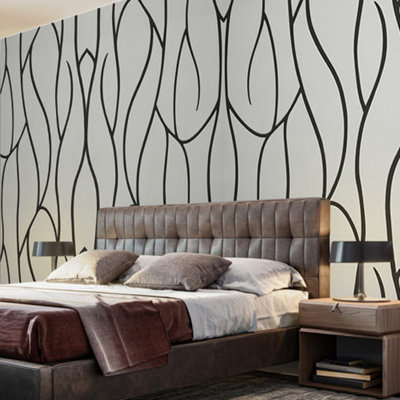 Deerskin Velvet Non-Woven Nordic Geometric Pattern Wallpaper Roll 950cm L x 53cm W