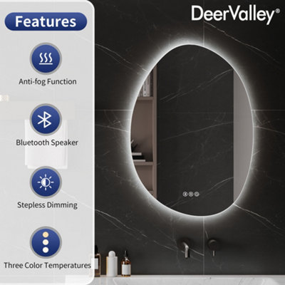 DeerValley Hardwired Smart LED Bathroom Mirror,Anti-Fog & Bluetooth ...
