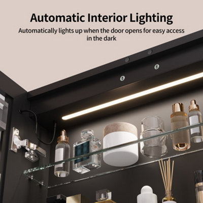 DeerValley Mirrored Bathroom Cabinet Wall Mounted LED Lights 800x600mm ...