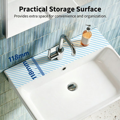 DeerValley Wall Mounted Ceramic Bathroom Sink Basin with Overflow and Drain White 555 x 410mm