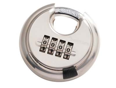 Defender 70mm Diskus Padlock Hardened Stainless Steel 4-Way Combination