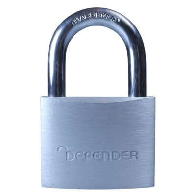 Defender Aluminium Keyed Padlock Silver (50mm x 35mm)